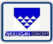 Mulligan Concept Logo in Blue and Black Color